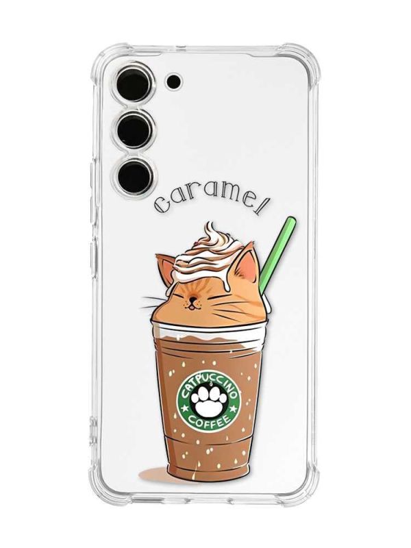 Чохол з потовщеними кутами на Samsung Galaxy S23 :: Капучіно котик (принт 97)