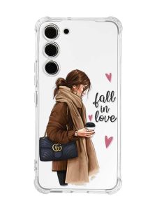 Чохол з потовщеними кутами на Samsung Galaxy S23 :: Дівчина з кавою (принт 112)
