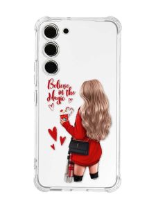 Чохол з потовщеними кутами на Samsung Galaxy S23 :: Дівчина з кавою (принт 137)