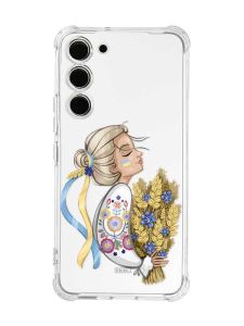 Чохол з потовщеними кутами на Samsung Galaxy S23 :: Українка з колосками (принт 173)