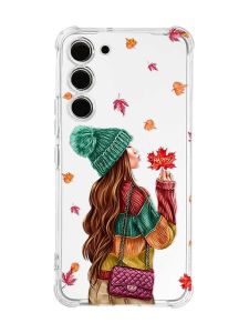 Чохол з потовщеними кутами на Samsung Galaxy S23 :: Дівчина з листям (принт 221)