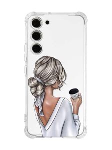 Чохол з потовщеними кутами на Samsung Galaxy S23 :: Дівчина з латте (принт 227)