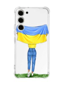 Чохол з потовщеними кутами на Samsung Galaxy S23 :: Дівчина з прапором (принт 263)