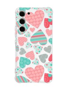 Чохол з потовщеними кутами на Samsung Galaxy S23 :: Різнокольорові сердечка (принт 334)
