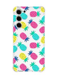 Чохол з потовщеними кутами на Samsung Galaxy S23 :: Різнокольорові ананаси (принт 346)