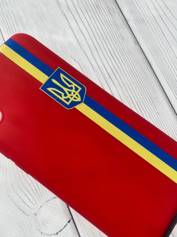 Матовий червоний чохол на Xiaomi Redmi 9A :: Стрічка Україна (патріотичний принт 253)