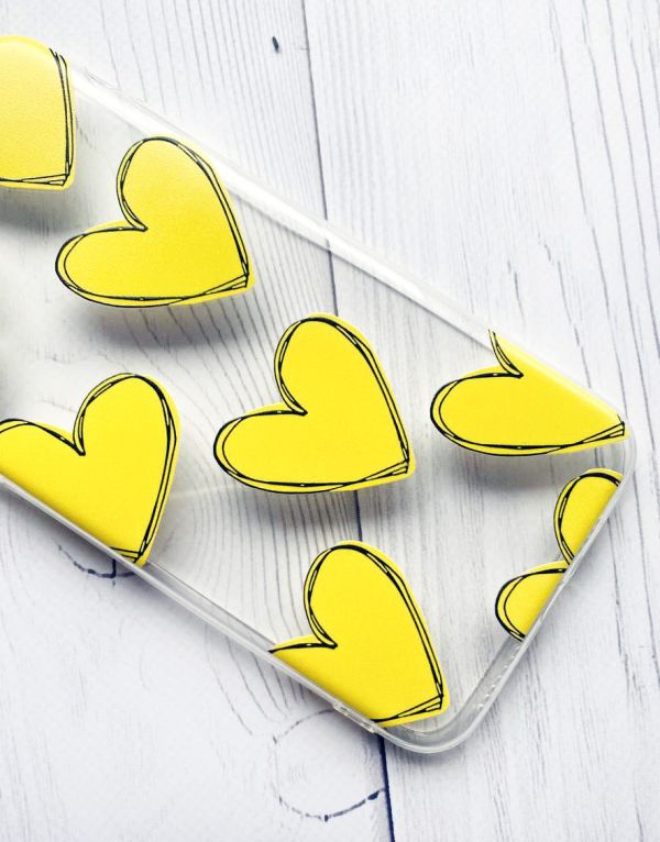 Прозорий чохол на Samsung Galaxy S10 Plus :: Сердечка жовті (принт 259)