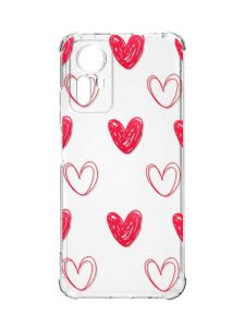 Чохол з потовщеними кутами на Xiaomi Redmi Note 12S :: Сердечка червоні (принт 77)