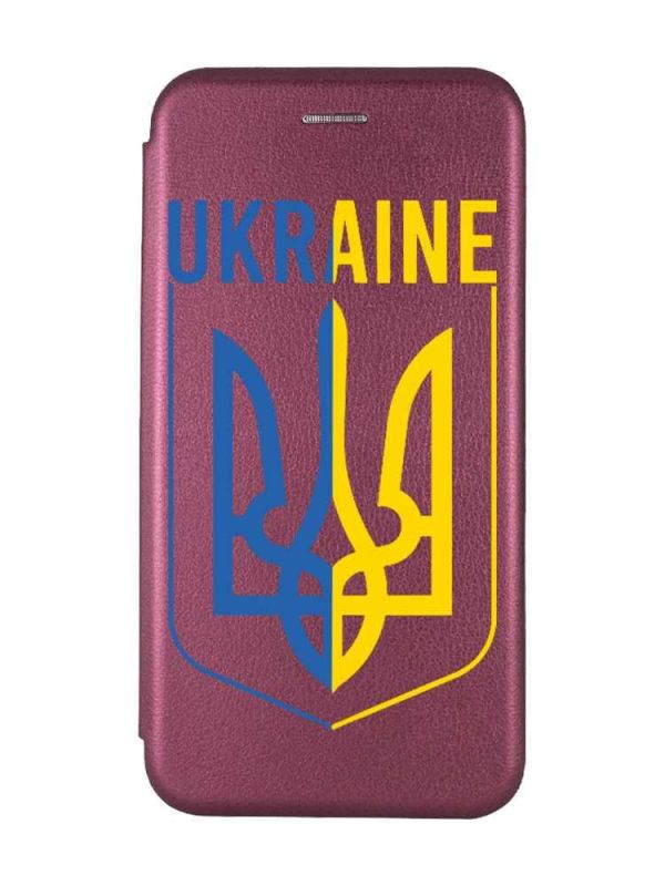 Чохол-книжка з малюнком для Samsung Galaxy A03s Бордовий :: Тризуб (патріотичний принт 254)