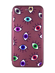 Чохол-книжка з малюнком для Samsung Galaxy A10ѕ/A107 Бордовий :: Різнокольорові очі (принт 336)