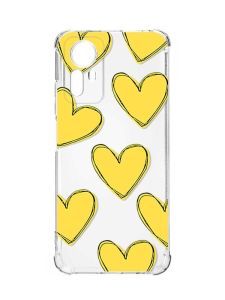 Чохол з потовщеними кутами на Xiaomi Redmi Note 12S :: Сердечка жовті (принт 259)