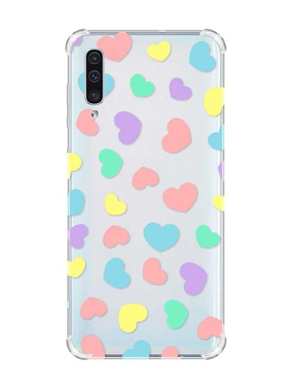 Чохол з потовщеними кутами на Samsung Galaxy А50 (2019) А505 :: Різнокольорові сердечка (принт 335)