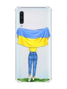 Чохол з потовщеними кутами на Samsung Galaxy А50 (2019) А505 :: Дівчина з прапором (принт 263)