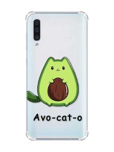 Чохол з потовщеними кутами на Samsung Galaxy А50 (2019) А505 :: Котик Авокадо (принт 306)