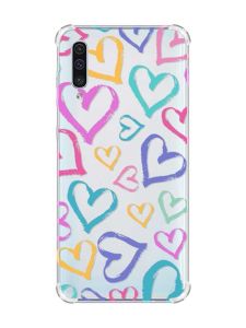 Чохол з потовщеними кутами на Samsung Galaxy А50 (2019) А505 :: Різнокольорові сердечка (принт 332)