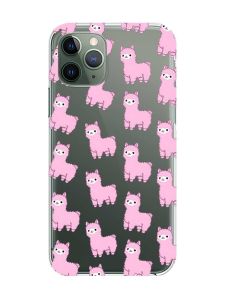 Прозорий чохол на iPhone 12 / 12 Pro :: Лами рожеві (принт 101)