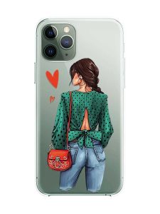 Прозорий чохол на iPhone 12 / 12 Pro :: Дівчина в зеленому (принт 224)
