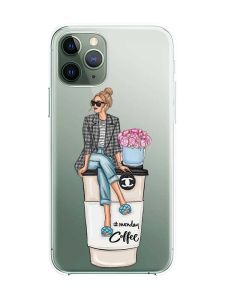 Прозорий чохол на iPhone 12 / 12 Pro :: Дівчина на каві (принт 228)