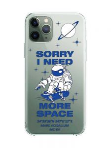 Прозорий чохол на iPhone 12 / 12 Pro :: Космонавт на скейті (принт 248)