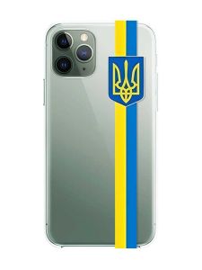 Прозорий чохол на iPhone 12 / 12 Pro :: Стрічка Україна (патріотичний принт 253)