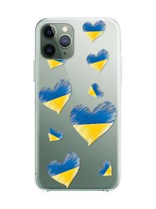 Прозорий чохол на iPhone 12 / 12 Pro :: Сердечка. Україна (принт 258)