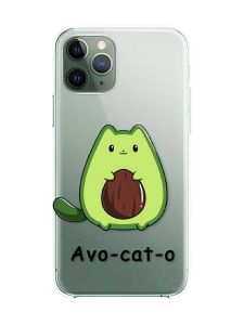 Прозорий чохол на iPhone 12 / 12 Pro :: Котик Авокадо (принт 306)