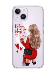 Магнітний чохол на iPhone 15 із підтримкою MagSafe :: Дівчина з кавою (принт 137)