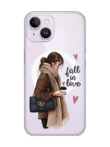 Магнітний чохол на iPhone 15 із підтримкою MagSafe :: Дівчина з кавою (принт 112)