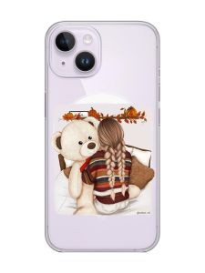 Магнітний чохол на iPhone 15 із підтримкою MagSafe :: Дівчинка з ведмедиком (принт 117)