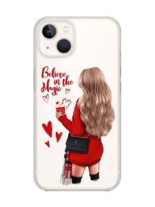 Магнітний чохол на iPhone 15 Plus із підтримкою MagSafe :: Дівчина з кавою (принт 137)