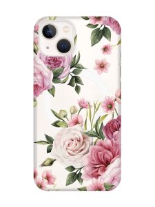 Магнітний чохол на iPhone 15 Plus із підтримкою MagSafe :: Рожеві квіти (принт 287)