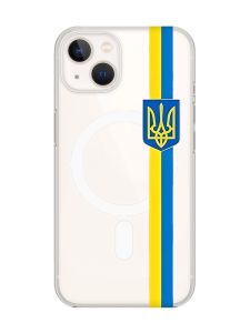 Магнітний чохол на iPhone 15 Plus із підтримкою MagSafe :: Стрічка Україна (патріотичний принт 253)