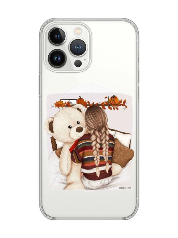 Магнітний чохол на iPhone 15 Pro із підтримкою MagSafe :: Дівчинка з ведмедиком (принт 117)