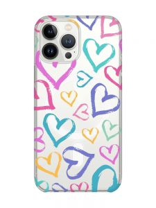 Магнітний чохол на iPhone 15 Pro із підтримкою MagSafe :: Різнокольорові сердечка (принт 332)