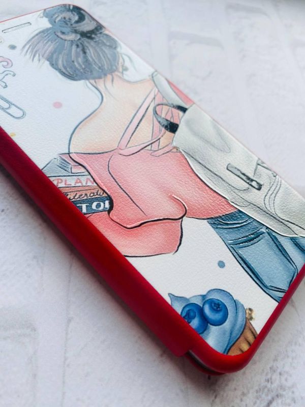 Чохол-книжка з малюнком для Samsung Galaxy A50 (2019) A505/A30s Червоний :: Дівчина з рюкзаком (принт 30)