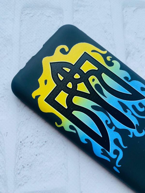 Матовий чорний чохол на Apple iPhone 12 / 12 Pro (6.1) :: Тризуб Полум'я (принт 257)