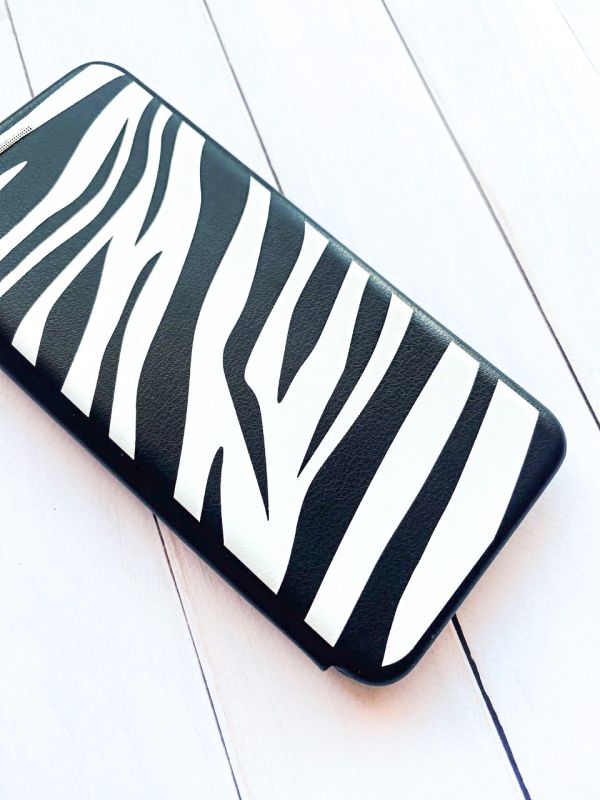 Чохол-книжка з малюнком для Samsung Galaxy A03s Чорний; Фон Зебра (принт 91)