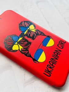 Чохол-книжка з малюнком для Samsung Galaxy A30 (2019) A305/A20 Червоний; Українська дівчина (принт 113)