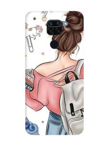 Матовий чохол з чорними боками на Xiaomi Redmi Note 9 :: Дівчина з рюкзаком (принт 30)
