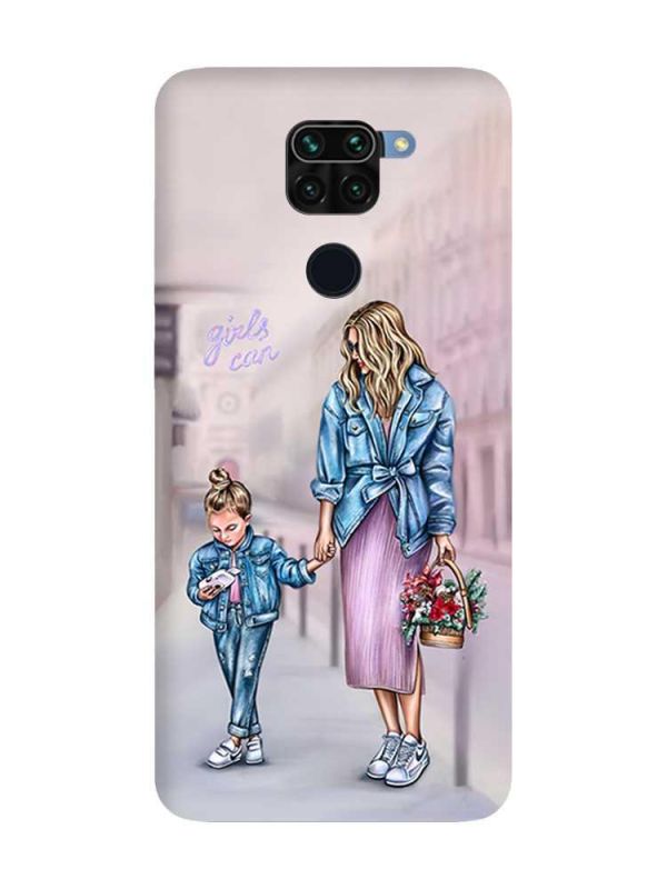 Матовий чохол з чорними боками на Xiaomi Redmi Note 9 :: Мама і донька (принт 56)