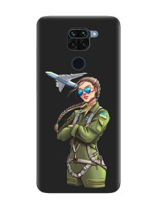 Матовий чорний чохол на Xiaomi Redmi Note 9 :: Дівчина-пілот (принт 6)
