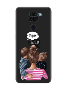 Матовий чорний чохол на Xiaomi Redmi Note 9 :: Супер Мама (принт 29)
