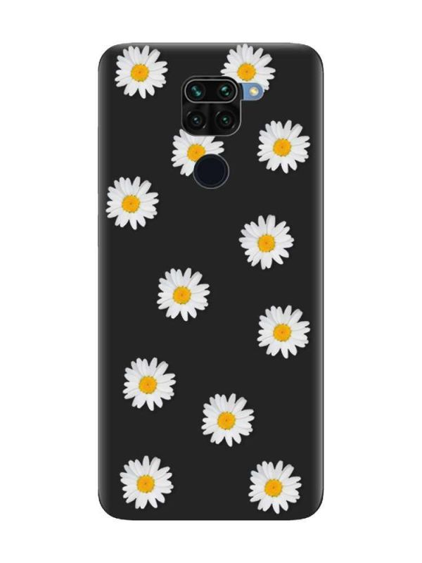 Матовий чорний чохол на Xiaomi Redmi Note 9 :: Фон ромашки (принт 41)