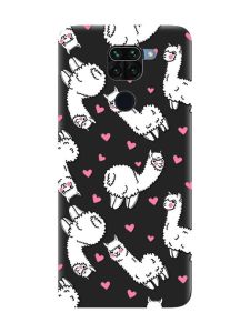 Матовий чорний чохол на Xiaomi Redmi Note 9 :: Лами (принт 95)