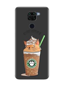 Матовий чорний чохол на Xiaomi Redmi Note 9 :: Капучіно котик (принт 97)