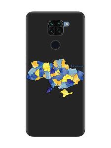 Матовий чорний чохол на Xiaomi Redmi Note 9 :: Карта України (принт 261)