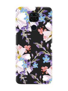 Матовий чорний чохол на Xiaomi Redmi Note 9 :: Квітковий малюнок (принт 272)