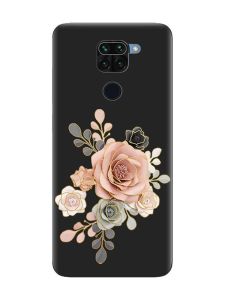 Матовий чорний чохол на Xiaomi Redmi Note 9 :: Троянди (принт 275)