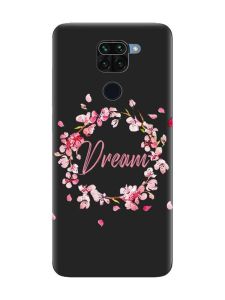 Матовий чорний чохол на Xiaomi Redmi Note 9 :: Віночок з сакури (принт 284)