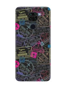 Матовий чорний чохол на Xiaomi Redmi Note 9 :: Подорожі. Штампи (принт 316)